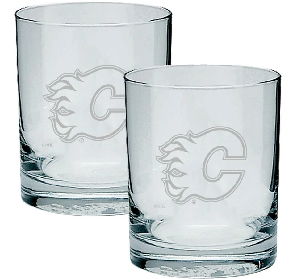 NHL Calgary Flames Etched Hockey Logo Glasses Gift Set, 2-pk 3 NHL Calgary Flames Etched Hockey Logo Glasses Gift Set, 2-pk