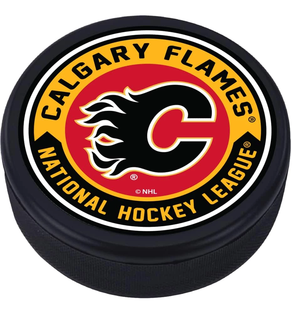 NHL Calgary Flames Embedded Logo Puck 3 NHL Calgary Flames Embedded Logo Puck
