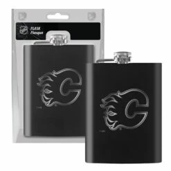 NHL Calgary Flames Stainless Steel Etched Hockey Team Logo Flask, 8-oz
