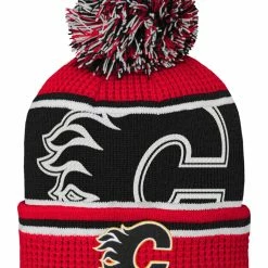NHL Calgary Flames Grinder Cuffed Pom Knit Hockey Touque, Youth