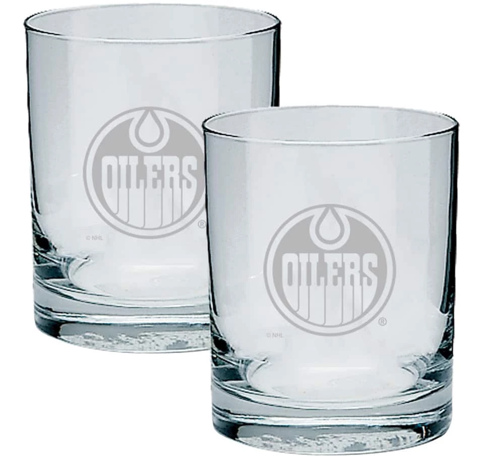 NHL Edmonton Oilers Etched Hockey Logo Glasses Gift Set, 2-pk 3 NHL Edmonton Oilers Etched Hockey Logo Glasses Gift Set, 2-pk