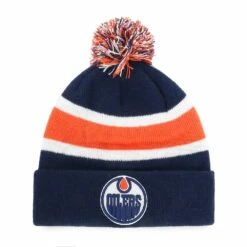 Fan Favorite NHL Edmonton Oilers Mass Breakaway Cuffed Knit Pom Beanie Toque