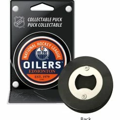 NHL Edmonton Oilers Embedded Hockey Puck Bottle Opener