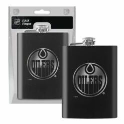 NHL Edmonton Oilers Stainless Steel Etched Hockey Team Logo Flask, 8-oz
