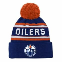 NHL Edmonton Oilers Grinder Cuffed Pom Knit Hockey Touque, Youth