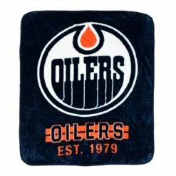 NHL Edmonton Oilers Hockey Plush Super Soft Throw Blanket, 40-in X 50-in