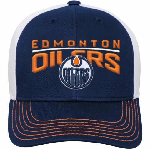 NHL Shop 24 NHL Edmonton Oilers Winger Meshback Adjustable Hockey Hat, Navy, Youth