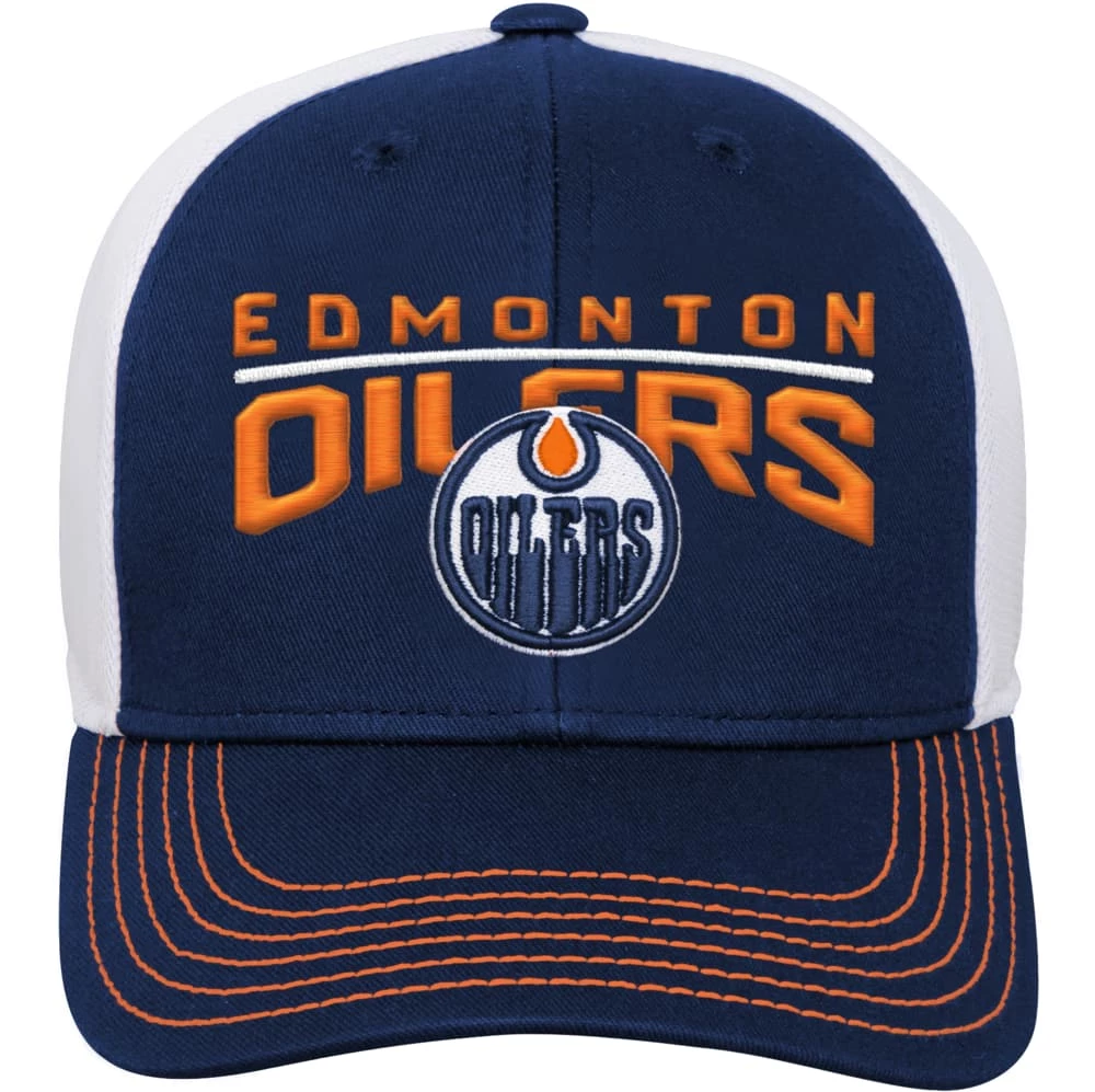 NHL Edmonton Oilers Winger Meshback Adjustable Hockey Hat, Navy, Youth 3 NHL Edmonton Oilers Winger Meshback Adjustable Hockey Hat, Navy, Youth