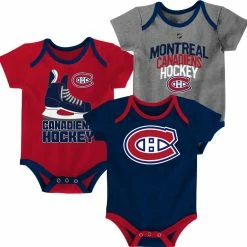 NHL Montreal Canadiens Infant/Baby Bodysuit Onesie, Red/Blue/Grey, 3-pk