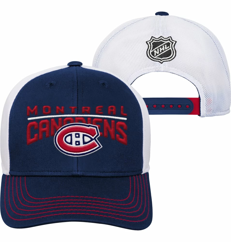 NHL Montreal Canadiens Winger Meshback Adjustable Hockey Hat, Navy, Youth 4 NHL Montreal Canadiens Winger Meshback Adjustable Hockey Hat, Navy, Youth - Image 2