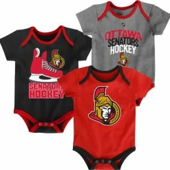 NHL Ottawa Senators Infant/Baby Bodysuit Onesie, Red/Black/Grey, 3-pk