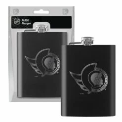 NHL Ottawa Senators Stainless Steel Etched Hockey Team Logo Flask, 8-oz