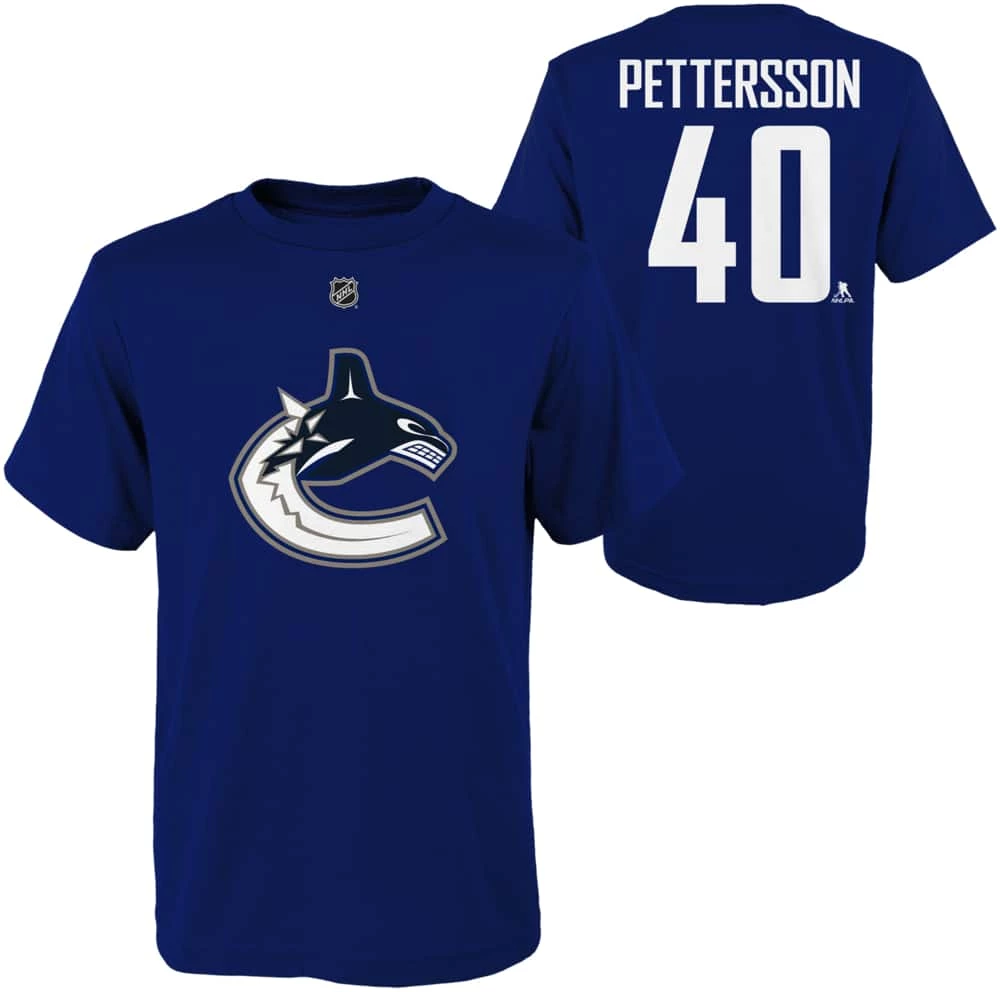 NHL Vancouver Canucks Elias Pettersson Name & Number T-Shirt, Youth 4 NHL Vancouver Canucks Elias Pettersson Name & Number T-Shirt, Youth - Image 2