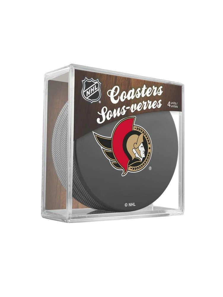 NHL Ottawa Senators Hockey Puck Drink Coasters, 4-pk 4 NHL Ottawa Senators Hockey Puck Drink Coasters, 4-pk - Image 2
