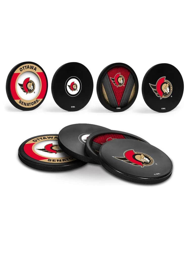 NHL Ottawa Senators Hockey Puck Drink Coasters, 4-pk 3 NHL Ottawa Senators Hockey Puck Drink Coasters, 4-pk