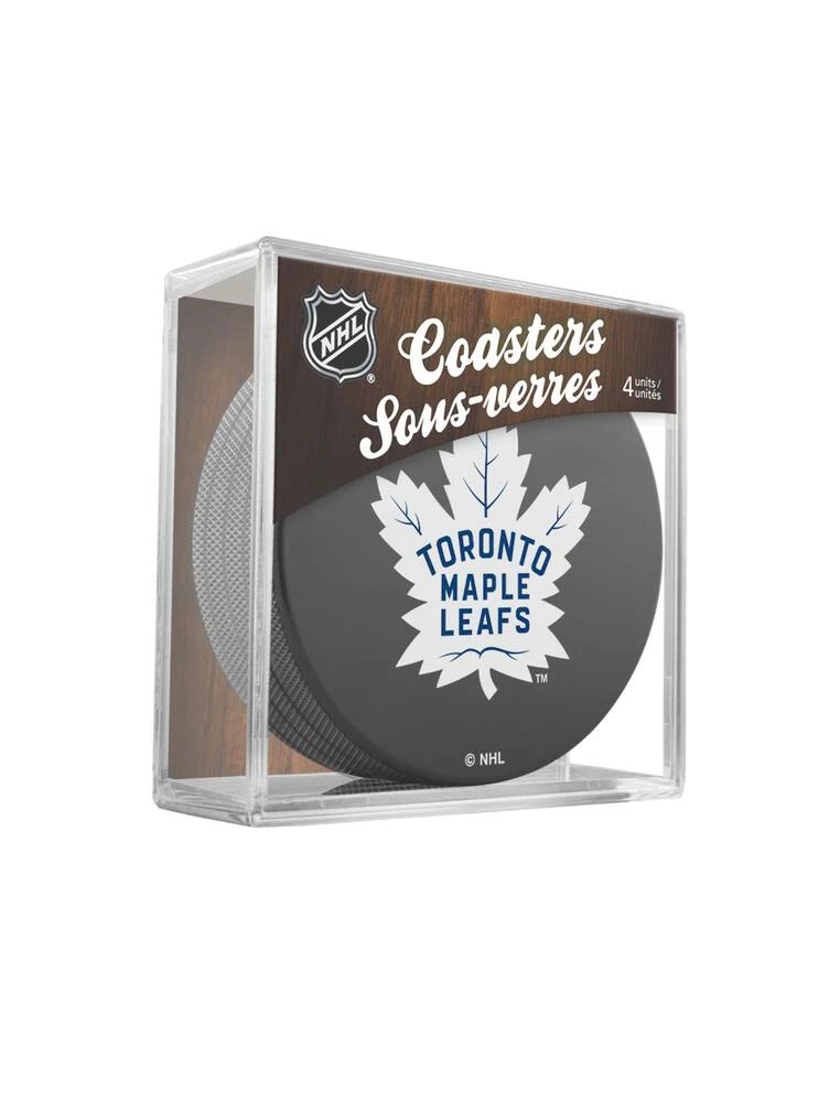 NHL Toronto Maple Leafs Hockey Puck Drink Coasters, 4-pk 4 NHL Toronto Maple Leafs Hockey Puck Drink Coasters, 4-pk - Image 2