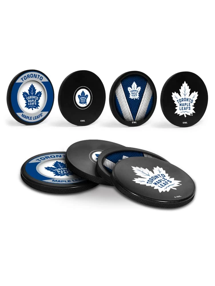 NHL Toronto Maple Leafs Hockey Puck Drink Coasters, 4-pk 3 NHL Toronto Maple Leafs Hockey Puck Drink Coasters, 4-pk