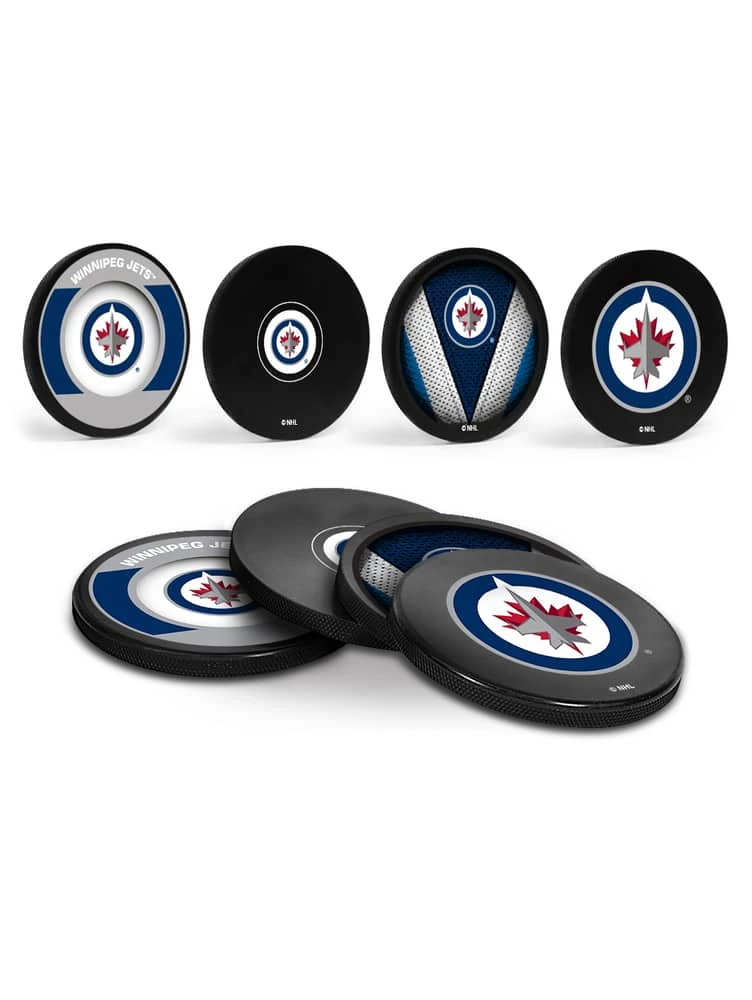 NHL Winnipeg Jets Hockey Puck Drink Coasters, 4-pk 3 NHL Winnipeg Jets Hockey Puck Drink Coasters, 4-pk