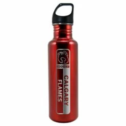 NHL Calgary Flames Hockey Engraved Logo Stainless Steel Water Bottle, 26-oz