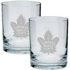 NHL Toronto Maple Leafs Etched Hockey Logo Glasses Gift Set, 2-pk