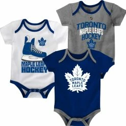 NHL Toronto Maple Leafs Infant/Baby Bodysuit Onesie, Blue/White/Grey, 3-pk