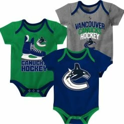 NHL Vancouver Canucks Infant/Baby Bodysuit Onesie, Blue/Green/Grey, 3-pk -NHL Shop vancouver canucks bodysuit 0 to 3 months a3be98f2 36a4 4315 9105 2eec9d012c47