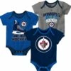 NHL Winnipeg Jets Infant/Baby Bodysuit Onesie, Blue/Grey/Navy Blue, 3-pk