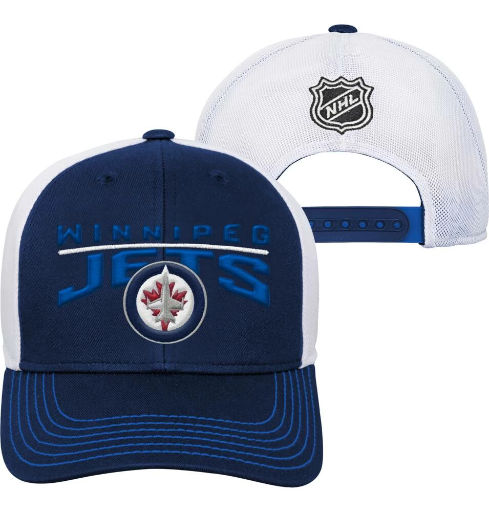 NHL Winnipeg Jets Winger Meshback Adjustable Hockey Hat, Navy, Youth 4 NHL Winnipeg Jets Winger Meshback Adjustable Hockey Hat, Navy, Youth - Image 2